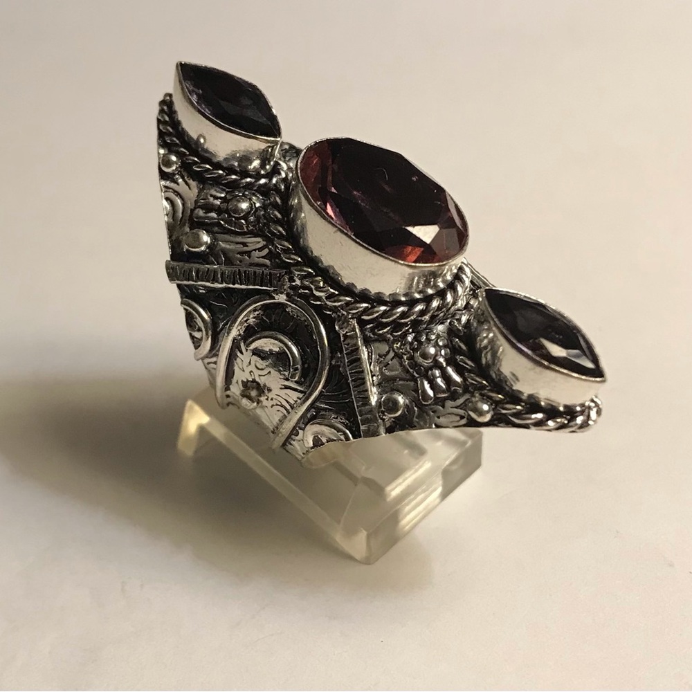 Amethyst Stamped 925 Sterling Silver Ring
